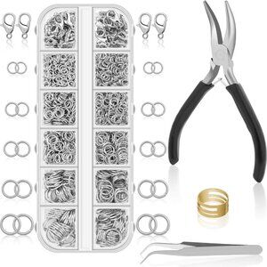 1200PCS Jump Rings for Jewelry Making Kit, Jump Rings and Necklace Clasps with J